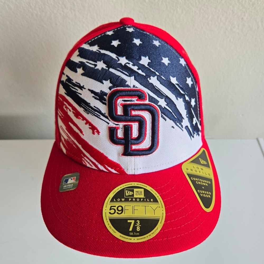 New Era 59FIFTY Low Profile‎ San Diego Padres 4th of July Hat Red 7 3/8 Fitted